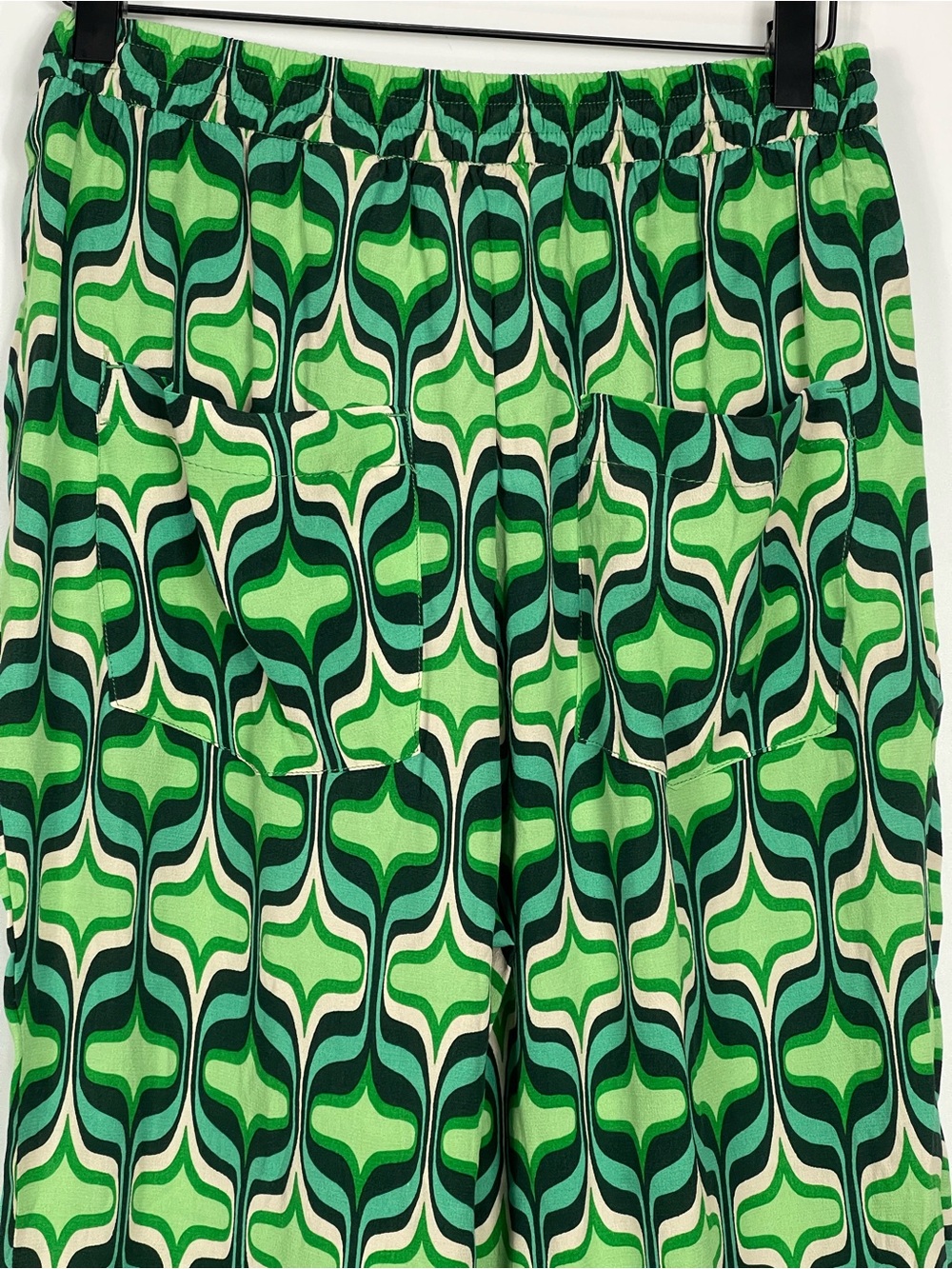 Zara Abstract Green Print Boho High Rise Pants Size Small - Picture 6 of 9